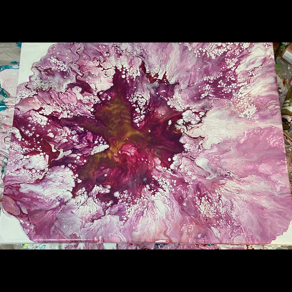 16x18 acrylic Dutch pour on stretched canvas